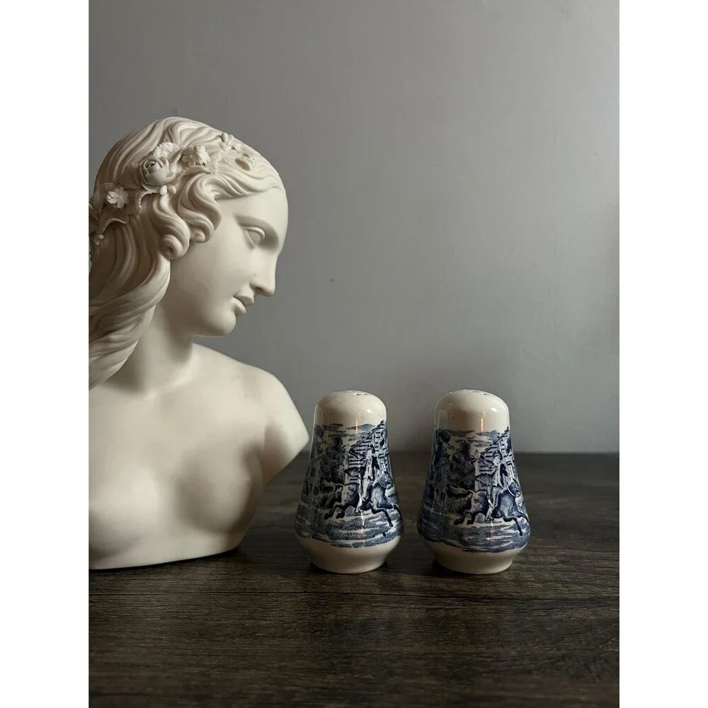 Vintage Blue and White Salt & Pepper Shakers